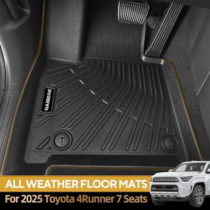 Naibeve Floor Mats for 2025-2026 Toyota 4Runner 7 Seats | All Weather Custom Fit Floor Mats, Cargo Mat, 2nd/3rd Row Backrest Mats, Backrest Mats Interior Protector accessories