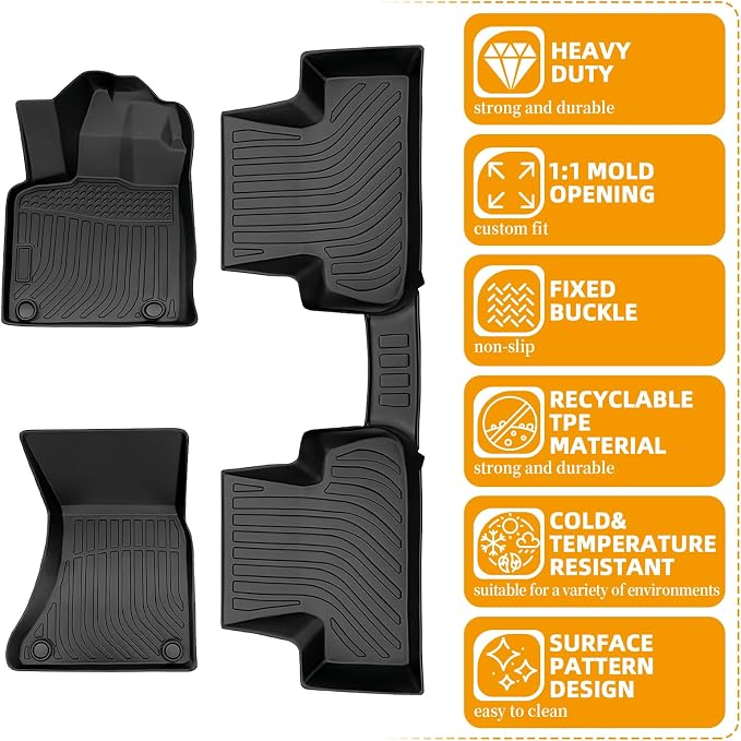 Floor Mats for Audi Q5 2009-2011 2012 2013 2014 2015 2016 2017 | TPE 2010 Q5 Floor Mats 1st & 2nd Row,Waterproof Summer Winter Non-Slip All Weather Floor Liners Car Accessories