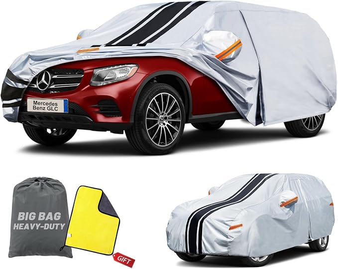 SUV Car Cover Custom Fit for Mercedes Benz GLC 300 350e (2016-2026) | Waterproof All Weather for Automobiles Full Exterior Cover Rain Sun Snow UV Protector