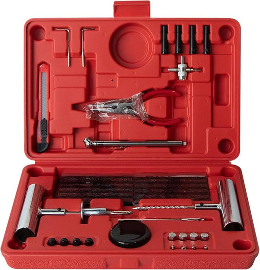 68Pcs Tire Repair Kit, Heavy Duty Professional Tire Plug Kit for Cars, Trucks, Motorcycles, RV, SUV, ATVs, Tractor, Trailer, Tubeless Flat Tyre Fix Tools Set with Storage Case