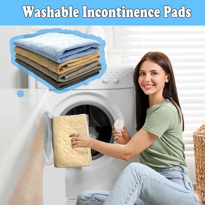 Waterproof Chair Pads for Incontinence, 4 Pack Washable Seat Protector Pads 20"x20", Absorbent Wheelchair Pad Covers, Reusable Incontinence Pads for Adults Elderly Kids & Pets, Black