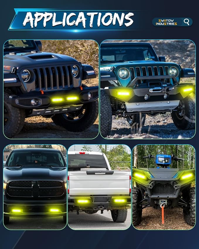 Flush Mount LED Pods Yellow 7 Inch CREE LED Light Bar Flush Mount Reverse Light Spot LED Pods Yellow Fog Lights for Wrangler F150 Toyota Ram Chevy GMC Truck UTV ATV