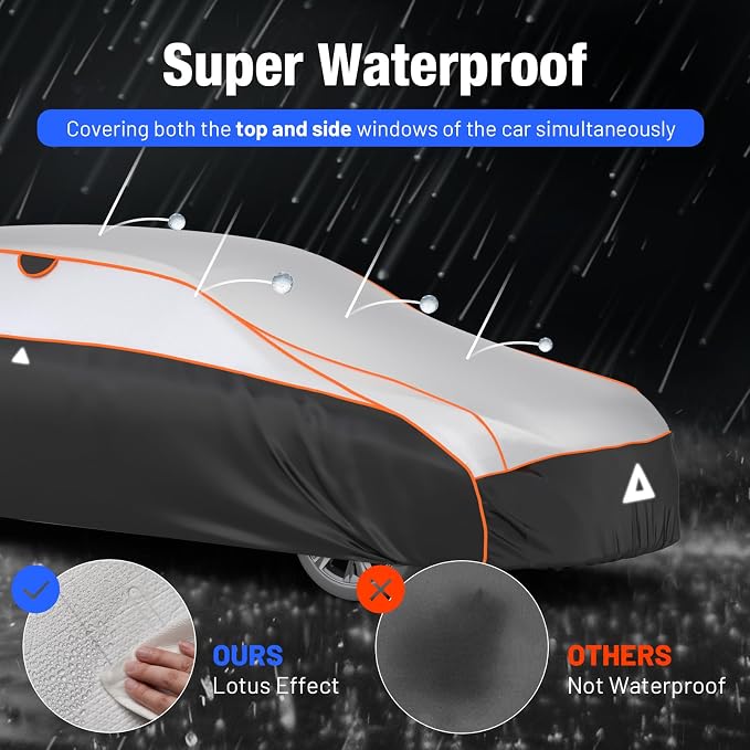 Favoto Hail Protector Car Cover Waterproof Hatchback Cover | Hail Snow Rain Protection Padded Outdoor Heavy Duty with Reflective Strips Full Exterior Cover Fits Hatchback up to 171"