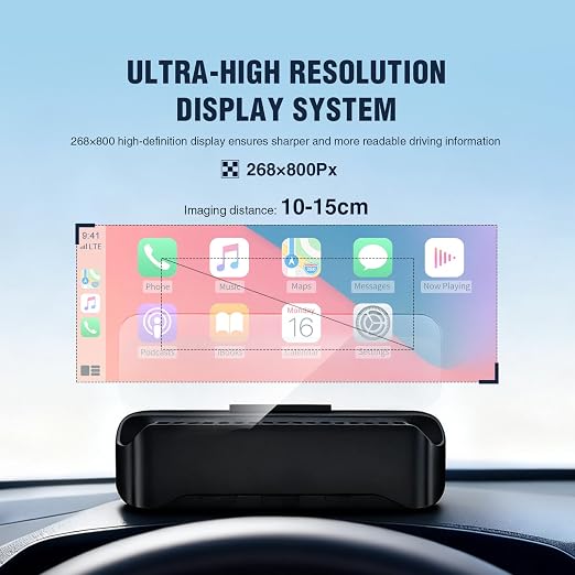 VIVIHUD V3-SE Wireless CarPlay Android Car HUD Head-Up Display Cluster Screen HD Display Bluetooth OBD2 GPS Speedometer Plug and Play Smart Automatic Brightness