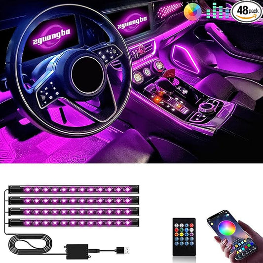 Car LED Lights,Smart Car Interior Lights with App Control,Car Atmosphere Lights,Car LED Interior Lights,Interior RGB Lights,Inside Car Lights with DIY Mode and Music Mode.