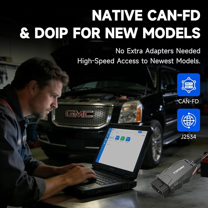 TOPDON 3-in-1 High-Speed USB OBD2 Adapter for FORScan, RLink X3 | Enhanced J2534 VCI for GM/Ford/Chrysler, J2534 Pass-Thru OEM Functions and Diagnostic Tool, for J2534/CAN FD