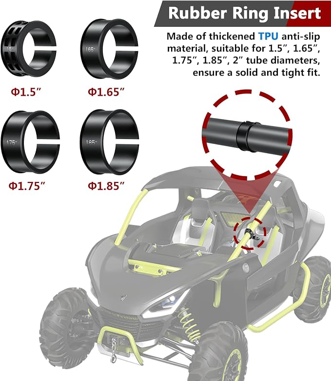 VAZESWIN 2PCS UTV Whip Light Mounts, LED Light Bar Mounting Brackets, Black | Sturdy Aluminium Alloy, CNC Machining, 360° Adjustable Off-Road Whip Flag Mounts for 1.5"/1.65"/1.75"/1.85"/2" Roll Cage Bars