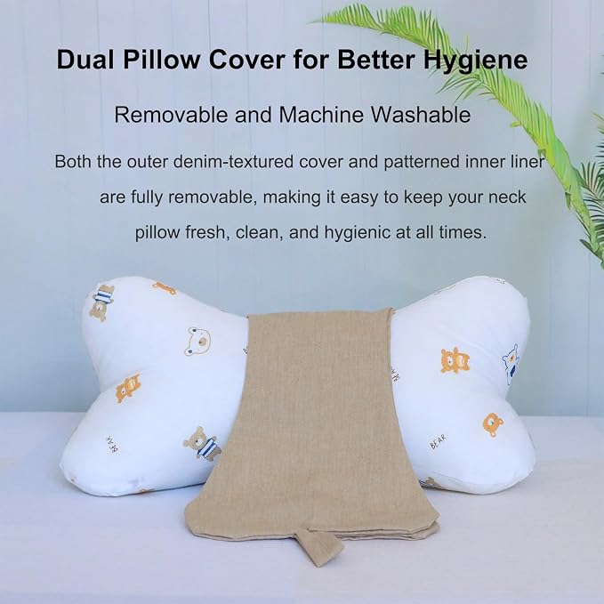 Neck & Cervical Pillows Dog Bone Shaped Travel Neck Pillows With Washable Removable Cover Have Loops On Either End For Car Bus Truck Driving Comfort Head Rest Support Neck Chiropractic Pillow ( Color