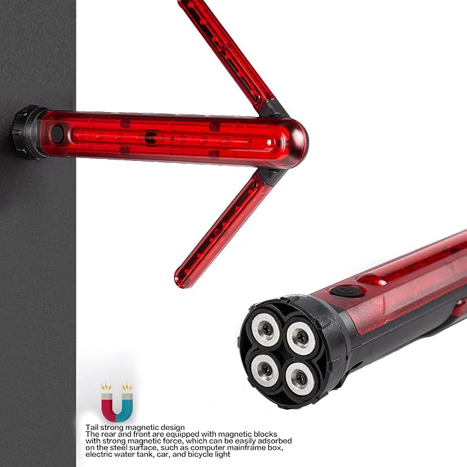 LED Road Safety with Turn Arrow, Red Arrow LED Warning Light with Detachable Magnetic Base, Flares Emergency Road Baton Roadside Emergency Car Kit for Road Warning