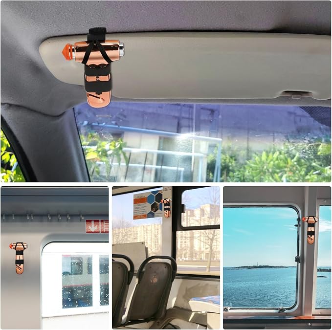Window Breaker, 3-in-1 Emergency Escape Tool with seat Belt Cutter and Glass Breaker, Safety Emergency Car Escape Tool for Car, Electroplating Pink+Gold