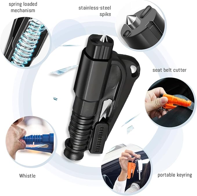 16Pcs Car Window Breaker Seatbelt Cutter Keychain, 3 in 1 Emergency Escape Tool | Glass Breaker and Seatblt Cutter for Car