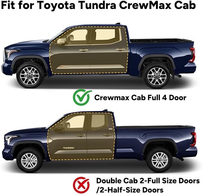 Wailtnb-for Toyota Tundra 2022-2026 CrewMax Cab Floor Mat All Weather Floor Liner Car Mat for Toyota Tundra SR/SR5/TRD PRO/Limited/Platinum/Castone Custom Fit Automotive Full Set Accessories