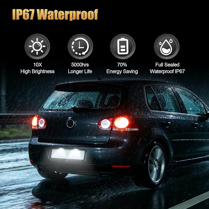 D-Lumina LED License Plate Lights Tag Lamp Assembly for Volkswagen VW Golf GTI MK4 MK5 MK6 MK7 CC Rabbit Polo EOS Phaeton Beetle Passat Scirocco, Powered by 18-SMD 6000K White LED Tag Light, Pack of 2