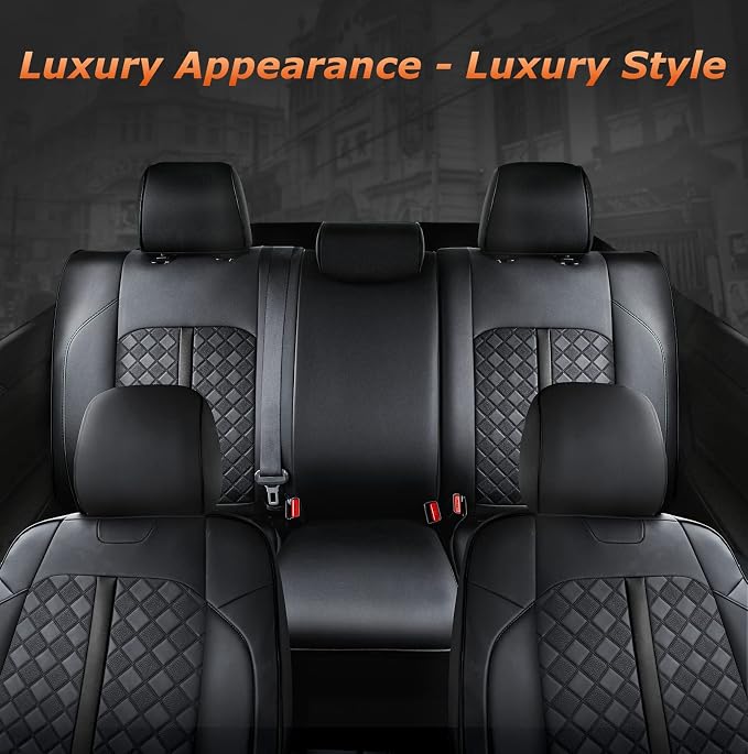 Carlimeki Leather Seat Covers Custom Fit for Tacoma Gen 3rd (2016-2023) | For Double & Crew Cab only - Fits SR, SR5, Limited, TRD Pro, TRD Sport, TRD Off-Road, Trail Special Edition - Fully Covered