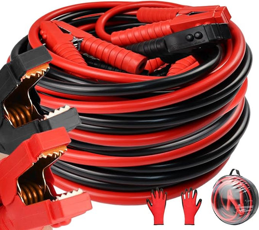iMeshbean 2/0 Gauge 30FT Jumper Cables, Commercial Grade Automotive Booster Cables for Jump Starting Dead or Weak Batteries, Heavy Duty Booster Cable for Car Van Truck,with Storage Bag