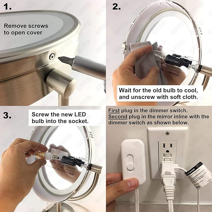 2-Pack 4W LED Bulb for Cosmetic Vanity Makeup Mirror with Single Double Sided Lighted Magnification 120V Mirror Replacement Bulbs 40W Equivalent Daylight White 6000K