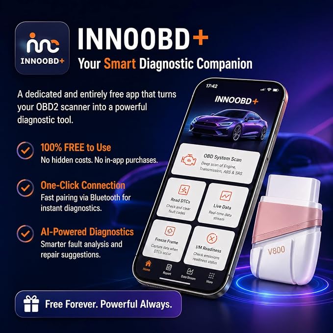 Panlong Bluetooth OBD2 Scanner for iOS Android, Engine Transmission ABS SRS | Car Code Reader Wireless OBDII Diagnostic Tool with Free App