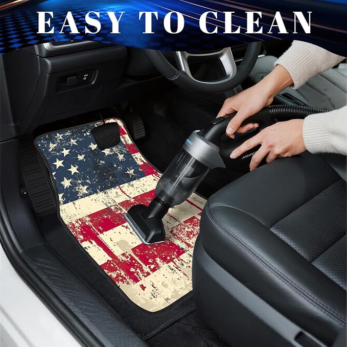American Flag Car Floor Mats Set of 4 Star Vintage Striped Texture Splash Ink Automotive Car Floor Carpets Non-Slip Auto Car Accessories Universal Fit Car Accessories for Truck