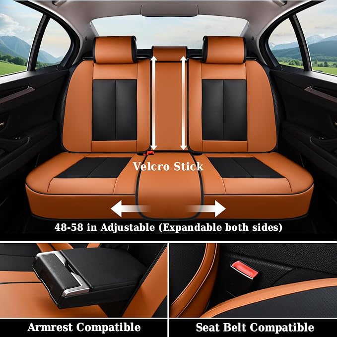 Coverado Car Seat Covers, Seat Covers for Cars, Waterproof Leather Auto Seat Protectors, Leather Car Seat Cushion, Car Interiors Accessories Universal Fit for Most Cars