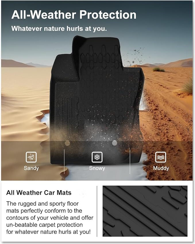 Kiwi Master Floor Mats & Cargo Mat for 2017-2026 Jeep Compass | OEM Replacement ‎82214651 ‎82214666, Custom Fit All Weather Car Mat, Heavy Duty TPE Floor Liners, Front Rear Trunk Set, Black