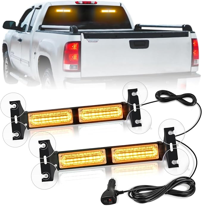 Nilight 40LED Amber Emergency Strobe Traffic Advisor Light Bar with Suction Cups Dash Safety Warning Hazard Flashing Lights Interior Front/Rear Windshield for Trucks Construction Vehicles