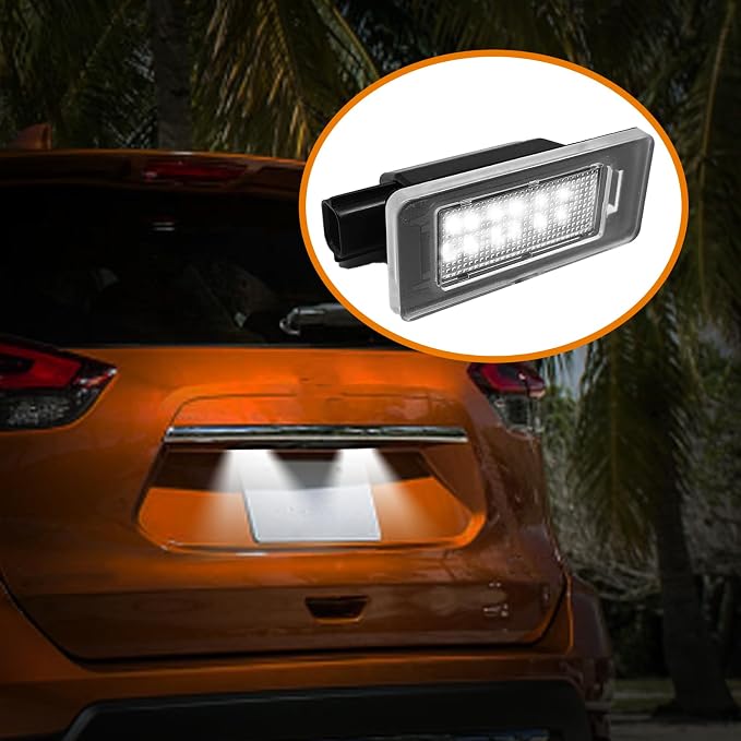 LED License Plate Light Tag Lamp Assembly, Compatible with 19-Up Altima L34, 20-Up Sentra B18, 19-Up Versa Sedan N18, 21-Up Rogue T33, Powered by 18-SMD 6000K(2 Pcs White)