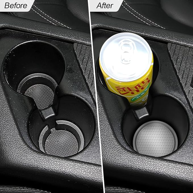 XINLIYA Car Cup Holder Coaster, 4 Pack 2.76 Inch Diameter Non-Slip Universal Insert Coaster, Durable, Suitable for Most Car Interior, Accessory for Women and Men (Light Gray)