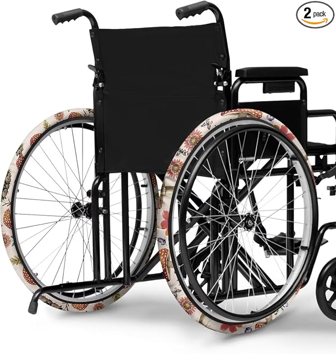 Mushroom Wheelchair Accessories for Seniors Butterfly 2 PCS Wheelchair Wheel Covers for Home Gifts Parents