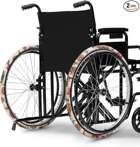 Mushroom Wheelchair Accessories for Seniors Butterfly 2 PCS Wheelchair Wheel Covers for Home Gifts Parents