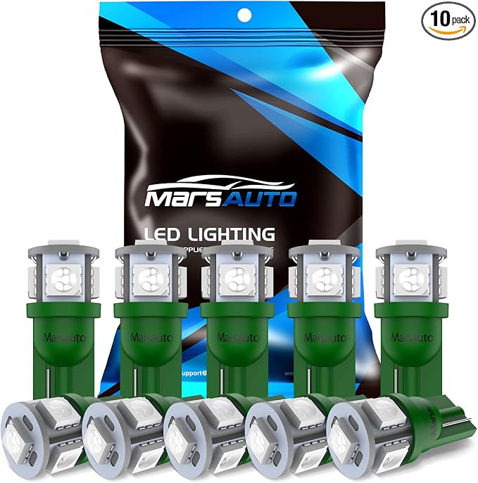 Marsauto 194 LED Light Bulb Green, 168 T10 2825 LED Replacement Bulbs for Car Dome Map Door Courtesy License Plate Lights (Pack of 10)