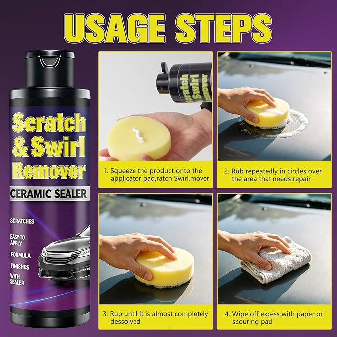 Upgraded Car Scratch Remover Kit, Scratch Remover Wax for Vehicles, Universal Car Paint Scratch Repair, Polishing ＆ Rubbing Compound Paint Restorer, 9.2 fl.oz