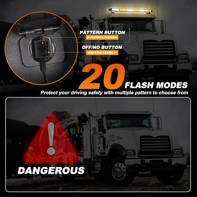 ASPL 26inch 126 LED Rooftop Emergency Strobe Lights Bar Double Side Flashing Safety Warning Traffic Advisor Light Bar Hazard Snow Plow Light for Trucks Vehicles Construction Tow Pickup(Amber/White)