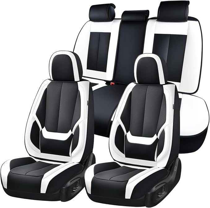 Coverado Car Seat Covers, Seat Covers for Cars, Waterproof Leather Auto Seat Protectors, Leather Car Seat Cushion, Car Interiors Accessories Universal Fit for Most Cars