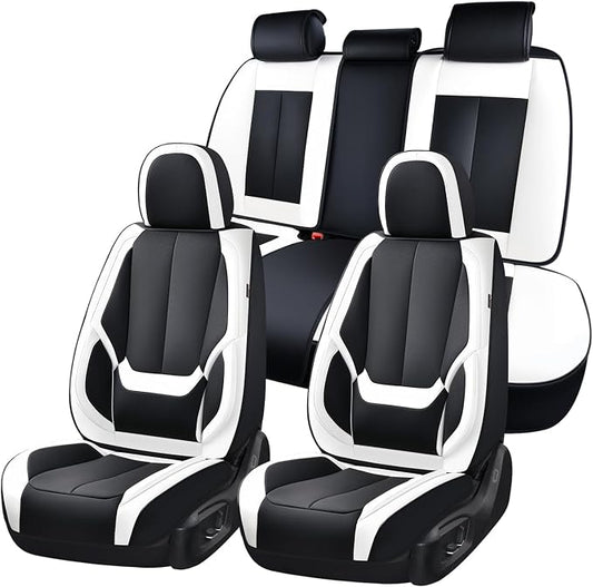 Coverado Car Seat Covers, Seat Covers for Cars, Waterproof Leather Auto Seat Protectors, Leather Car Seat Cushion, Car Interiors Accessories Universal Fit for Most Cars