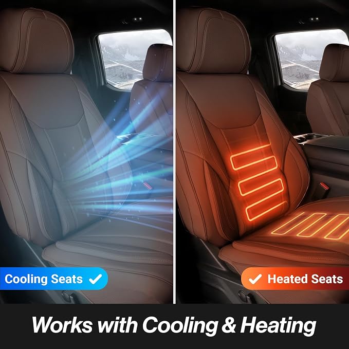 Coverland Custom Truck Car Seat Covers Front Seats for [2007-2014 GMC Sierra 2500HD Crew Cab]- Protector Car Seat Cover Water Resistant Leather Memory Form Back Support Seat Cushion [Front-Dark Brown]