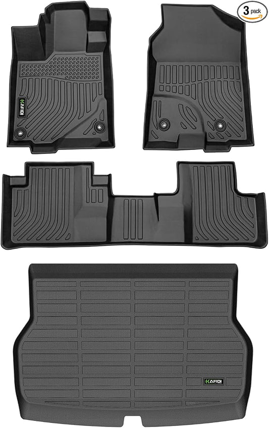 Floor Mats & Cargo Liner for Acura RDX 2016 2017 2018,1st 2nd Row with Trunk Mat, TPE All Weather Protection Car Floor Liners Accessories - Black