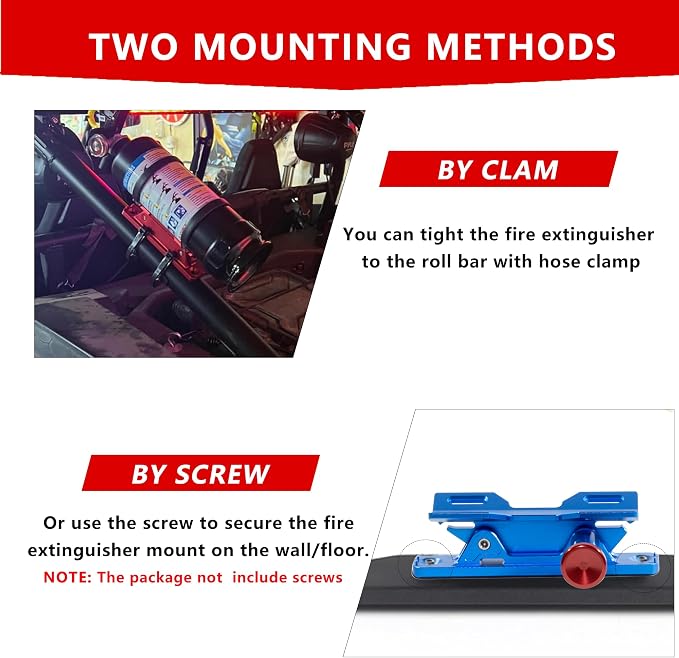 Aluminum Quick Release Fire Extinguisher Mount for 1-10LB Extinguisher Blue | Fit Most Vehicle, Adjustable Roll Bar Holder Compatible with Jeep Wrangler TJ/JK/JL/JKU, ATV, Polaris RZR, Ranger, Can-Am X3