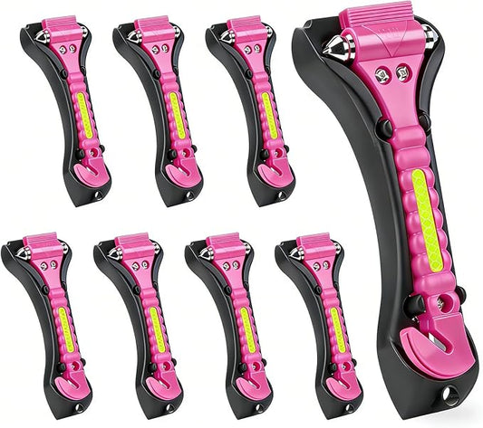 8PCS Car Window Breaker, Pink Window Breaker Seatbelt Cutter, Car Safety Hammer with One Second Emergency Glass Hammer, Safety Emergency Car Escape Tool for Car, Office, Home