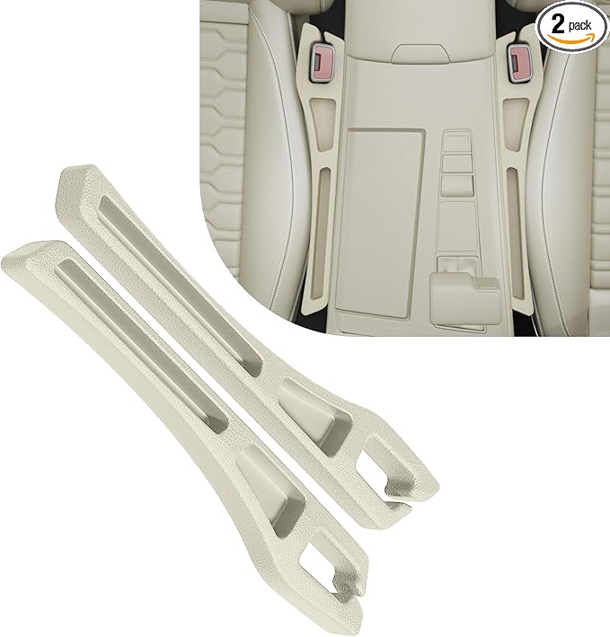 Car Seat Gap Filler Organizer, 2PCS Multifunctional Vehicle Fill Gap Blocker with Storage Slot Between Seat Console, Anti-Drop Auto Interior Organization, Universal for SUV Truck Sedan(Beige)