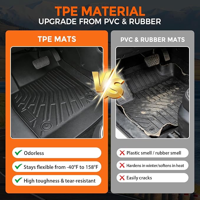 Floor Mats for Chevrolet Chevy Cruze 2011-2015 & for Cruze Limited 2016 | Heavy Duty TPE All Weather Protection, Waterproof Non-Slip Black Car Liners (Two-Row Floor Mats & Cargo Liner)