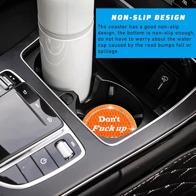 4 PCS Bling Car Cup Coaster, 2.75 Inch Anti-Slip Cup Holder Insert Coasters, Universal Crystal Rhinestone Auto Drink Car Cup Mat, Interior Car Accessories for Women Girls (Orange)