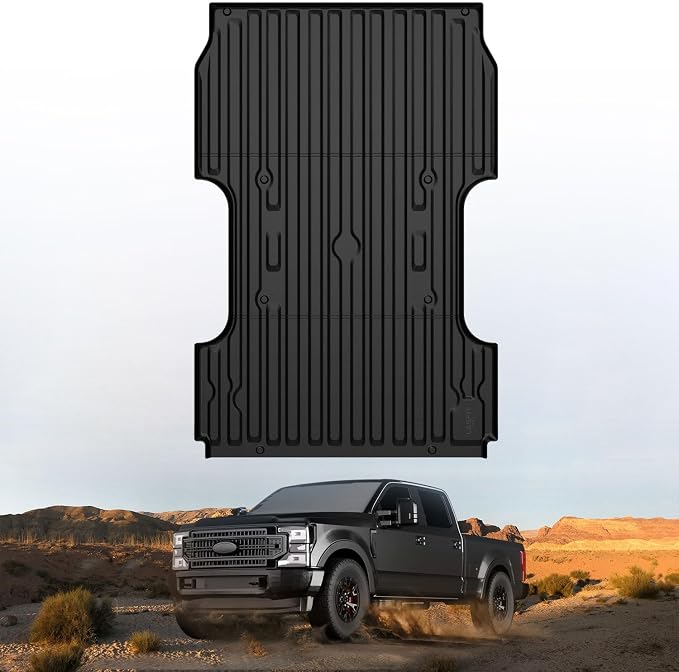 LASFIT Bed Mat 8' for Ford F250/F350/F450 2017-2026 Super Duty | 96" Truck Bed Liner, All Weather TPE Car Bed Mat for F-250 F-350 F-450, 1PC Black