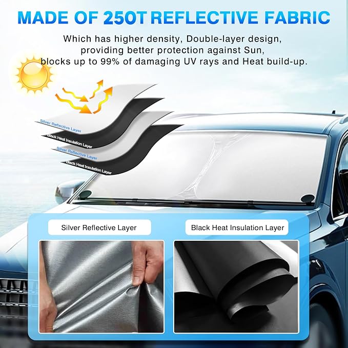 KUST Windshield Sun Shade for 2019-2025 2026 Nissan Altima Accessories, Custom Fit Car Front Sun Visor Window Shade Protector Foldable Blocks UV Rays Keep Car Cooler