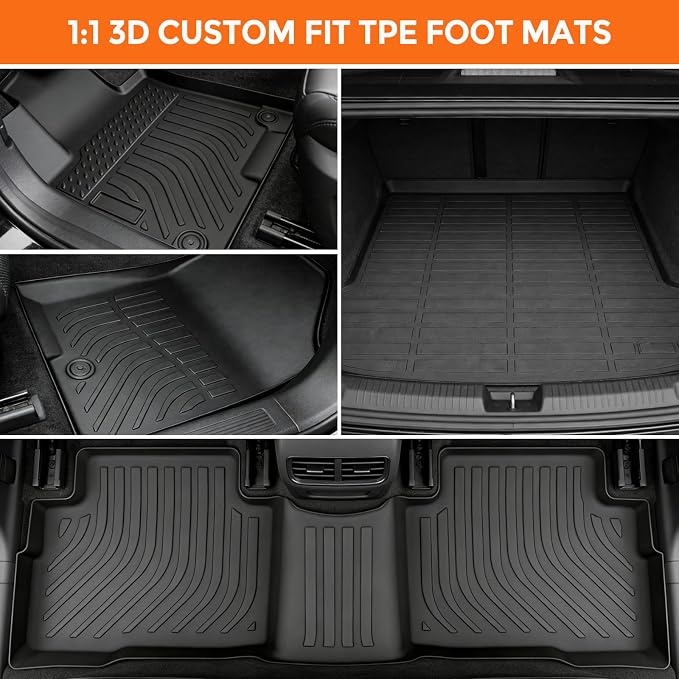 Floor Mats for Kia Sportage Hybrid 2023-2026 (for HEV,Not for PHEV or Fuel) | Custom Fit Heavy Duty TPE All Weather Protection, Waterproof Non-Slip Black (Two-Row Floor Mats & Cargo Liner)