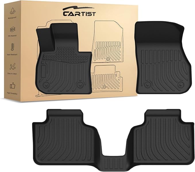 Cartist Floor Mats Compatible with BMW X1 2023 2024 2025 BMW x1 Accessories All Weather Floor Mats 1st & 2nd Row Carpet Protection 3D TPE Odorless