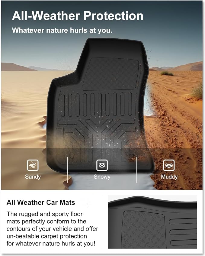 Kiwi Master Floor Mats for 2011-2023 Dodge Charger RWD/Chrysler 300 RWD | Custom Fit All Weather Car Mats, Heavy Duty TPE Floor Liners, Front & Rear 2 Row Set, Black
