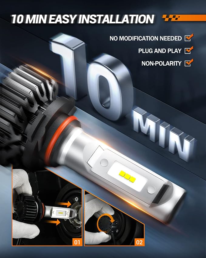 SEALIGHT 9006 Bulbs, 4X Super Bright Powersport Bulbs 6000K White Plug and Play, Pack of 2