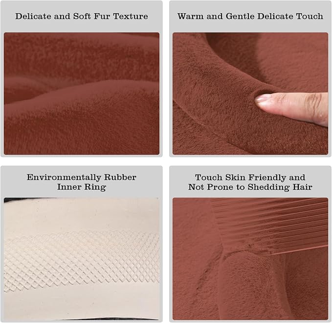 Furry Warm Steering Wheel Cover, Universal 14.5-15 Inch Winter Plush Warm Steering Wheel Cover, Soft Fluffy, Anti-Slip Design, Soft Texture (Coffee)