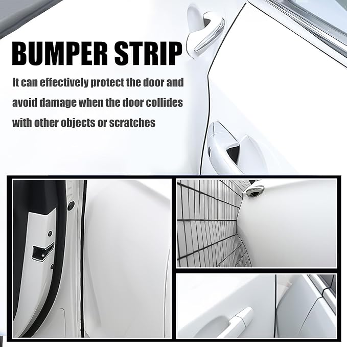 Car Door Edge Guard, 16.4Ft (5M) U Shape Rubber Seal Edge Trim Vehicle Door Protector, Anti-Collision Automotive Protection Door Edge Guard Trim, Universal Car Accessories (Black)