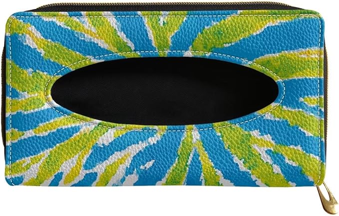 Tie Dye Backseat Tissue Case Holder Hanging Visor Tissue Holde PU Leather Tissue Box Napkin Holder Green
